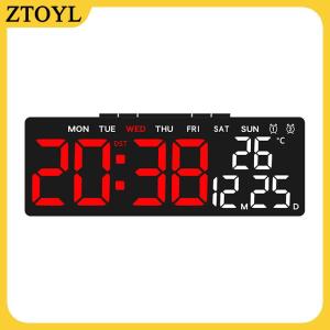 ZTOYL  Đồng hồ treo tường kỹ thuật số dẫn đồng hồ báo thức lớn hiển thị bảng đồng hồ treo tường đa chức năng nhiệt độ ngày lịch nhà 12 24h điều khiển bằng giọng nói degital cho phòng ngủ phòng khách trang trí nhà