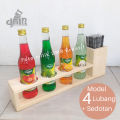 Rak Tempat Botol Sirup Kayu Kecap Minyak Saos Bumbu Plus Sendok Sedotan Es Teh Juice Lubang 7 Cm. 