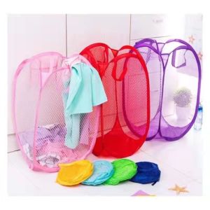 SKW Mesh Fabric Foldable Dirty Clothes Washing Laundry Basket