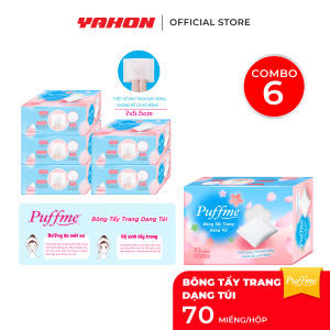 Combo Bông Tẩy Trang PUFFME Dạng túi Xỏ Ngón 70 Miếng/Hộp