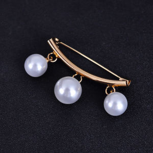 Korea Mudah Elegant Mudah 3 Mutiara Kerongsang Selendang Cincin Selendang Buckle Muslimah Hijab Pin Kerongsang Cincin Tudung Cincin