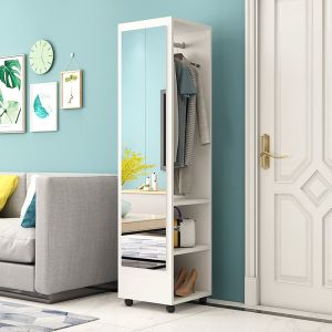Standing Mirror Full Length Mirror Stand Full Body Full Body Mirror Stand Mirror With Rack Rotating bedroom storage integrated simple coat rack with movable parts
