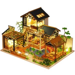 DIY Big Dollhouse Miniatures Doll House Miniatures Home Bedroom Decoration With LED Children Birthday New Year Gifts