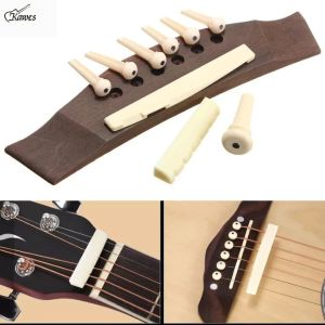 KAWES Guitar Bone Bridge Pins +1 Saddle Nut 1 Set 6 for Folk Acoustic Guitar Accessories Guitar Brid