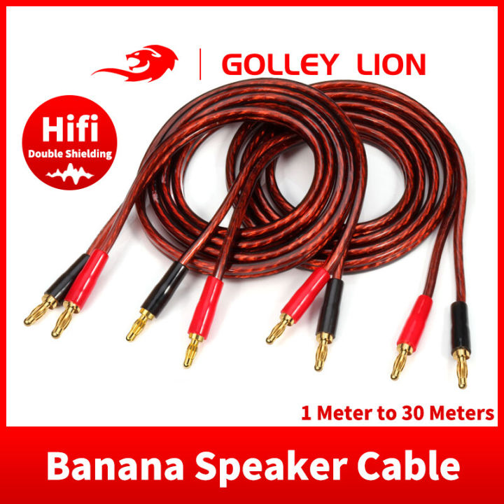 Golley Lion Pair Speaker Cable In Out Banana Plug Audio Line The