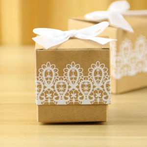 White Lace Ribbon Kraft Box for Birthdays Wedding Gifts Souvenirs