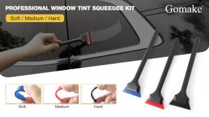 Gomake Vinyl Wrap Tool Kit Small Window Tint Squeegee for Vinyl PPF Tool 3 PCS Different Hardness Rubber Blade Quarter Squeegee with Anti-Slip Handle for Car Corner Window Windshield Glass Mirror