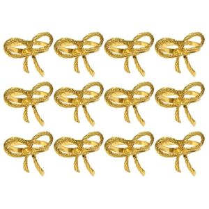 WAPKTY 1/6/12pcs Elegant Bow Napkin Ring Buckles Metal Gold Dinnig Table Decoration Stylish Gift Napkin Holder For Wedding Birthday Party
