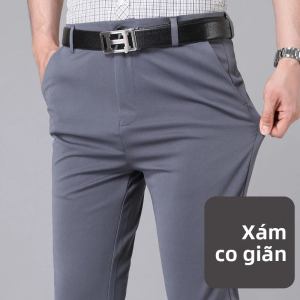 FCQuần Âu Nam Chất Liệu Nhanh Khô Co Giãn Màu Đen Trơn Kiểu Dáng Thông Thường Chất Liệu Trung Bình Ống Thẳng Lưng Trung Bình Thích Hợp Cho Mùa Xuân Thu