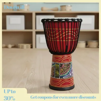 Dovewill Djembe Beginnereasy-To-Use Patterned Djembe กลองตีด้วยมือแบบพกพาสำหรับผู้เริ่มต้นนักเรียนดนตรีการซ้อมดนตรีที่บ้านการแสดงดนตรี