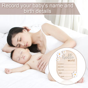 [Energetic] ป้ายประกาศของเด็กทารกทำจากไม้ขนาด5.91x4.13นิ้วป้ายประกาศสำหรับเด็กแรกเกิด