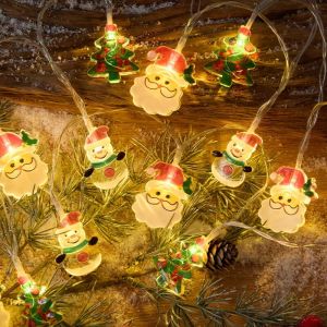 LED Christmas TreeSanta Claus&Snowman String LightsFairy Lights for Xmas Thanksgiving New Year Home Party Bedroom Decoration