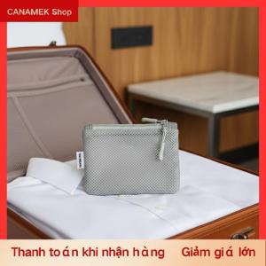 CS Mới Du Lịch Trang Điểm Lưu Trữ Túi Lưới Đồng Xu Ví Đơn Giản Xách Tay Mini Túi Đa Năng Túi Vuông Hai Lớp Dây Kéo Chủ Thẻ