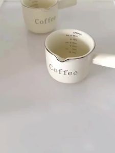 【PPO0】90ml/3oz Ceramic Cups Measured with Scale Espresso Extractor Cup Ins High Value Exquisite Italian Style Small Coffee Milk Mug
