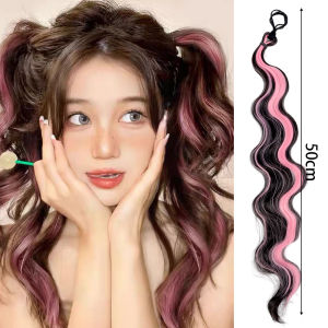 【♡Lovely girls house♡】วิกผมหางม้าผมยาวเครื่องประดับผมผู้หญิงวิกผมที่คาดศีรษะแบบถักเปียย้อมสี