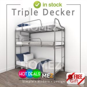 🇲🇾 🔥MADE IN MALAYSIA  3V Triple Decker Bed/ Heavy Duty Metal Bunk Bed/ Double Decker Bed Frame/ Katil Besi  3 Tingkat