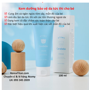 Kem dưỡng da siêu mềm mịn và cấp ẩm tạo hàng rào bảo vệ da mỏng manh của bé ngăn ngừa rôm sảy mẫn ngứa cho bé sơ sinh  100ml - Atomy Cerabebe Cream  - 애터미 세라베베 크림 - Атоми Серабебе Крем