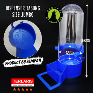 SEMPATI Dispenser Tabung Cepuk Wadah Pakan Minum Burung Kaca Akrilik Bening Jumbo Kepala Lebar DSKBS