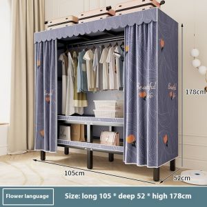 Sturdy Wardrobe Organiser Durable Foldable Thick Steel Bedroom Household Wardrobe Cabinet Cupboard Clothes Cabinet Storage Cabinet