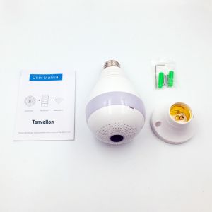 Kamera CCTV Bohlam V380 360 Derajat Panoramic Fish Eye Spy Keamanan Tersembunyi IP CCTV Nirkabel