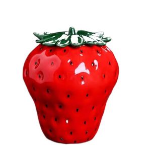 ANGY  Creative Ceramic Tea Caddies Moisture-proof Strawberry Shaped Coffee Storage Easy To Clean Portable Tea Jar Household
