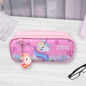 < 8802 > Pencil Case Kotak Pensel Unicorn Collection / Cute Design Unicorn Rainbow Girl Kanak-Kanak Cartoon / Stationery