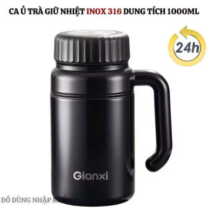 Ca hãm trà giữ nhiệt 24h GIANX INOX 316 có lọc trà bằng inox dung tích lớn 1000ml