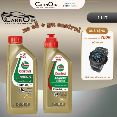 ( combo 2 chai xe ga) Dầu nhớt Castrol Power 1 4T 10W-40 0.8L/1L cho xe ga - castrol vàng