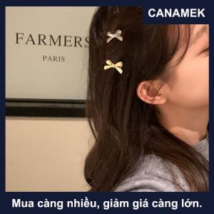 【CANAMEK】 2 cái kẹp tóc nơ kim loại ngọt ngào kẹp tóc nhỏ cá tính thời trang cho phụ nữ cô gái ngọt ngào mát mẻ gãy tóc Clip Phụ kiện tóc