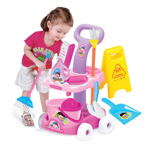 Children Indoor Cleaner Trolley Toys Cleaning Car play at Home DIY set Toy Emulational Children Plastic Toys Cleaning