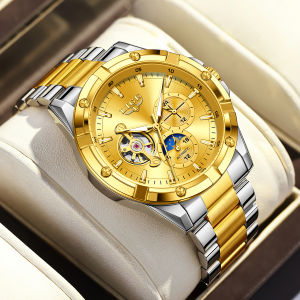 LIGE Mechanical Watch Men Automatic Tourbillon Lumious Chronograph Waterproof Sports Steel Band Watches + Box