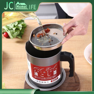 1.4L Stainless Steel Oil Container with Strainer Tray Healthy Kitchen Cooking Grease Filter Oil Fat