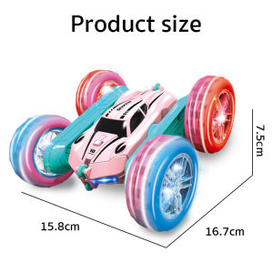 SKYLUX 2.4G RC Stunt Car Children Double Sided Flip Remote Control Car 360 Degree Rotation Off Road Rc Drift Cars For Pink Girls Toys