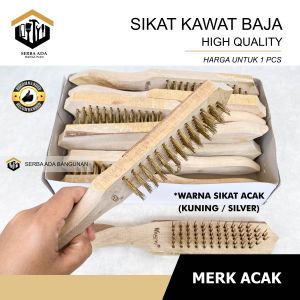 Sikat Kawat BAJA 5/ 6 Baris gagang kayu / pembersih karat kerak membandel serbaguna untuk Rumah tangga / pertukangan dan lain2 Brush