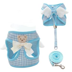 EQUOMT Adjustable Cat Dog  Harness Set Comfortable Breathable Pet Chest Strap Cute with Leash Cat Rope Vest Small Medium Dog