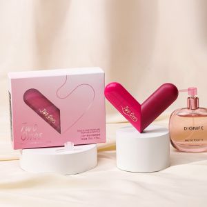 JAYQQ ABS Travel Perfume Bottle 5ml+5ml 2in1 Refillable Heart Shaped Mini Fragrances Dispenser