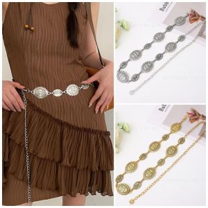 XINSU38 Belly Chain Bohemian Waist Chains Ethnic Style Oval Dress Belt Chains Fashion Waistband Tassel Body Chain Belly Dance