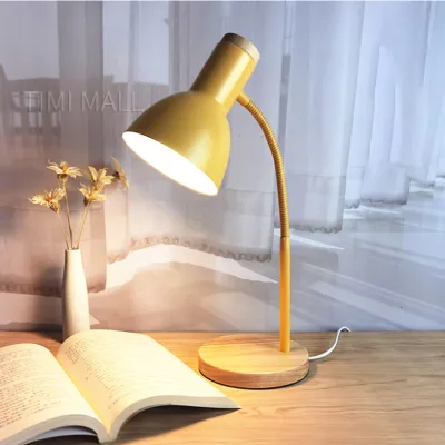 Nordic table lamp Reading light wooden base dimmable LED table lamp reading lamp