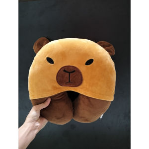 Bantal Leher Capybara Headrest Penyanggah Leher Capybara Coklat