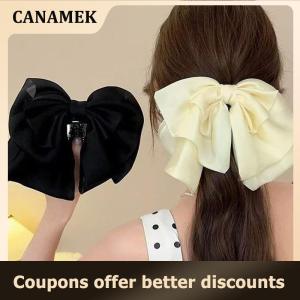 【 CANAMEK 】 Bow Hair Claw Clip Solid Color Black White Hair Shark Grab Clip Hair Style Tools Hair Accessories For Women Girl