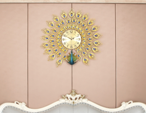 Modern Simple Luxury Peacock Wall Clock Home Living Room Creative Decor Chinese Style Mute Quartz Clock