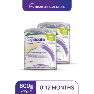 Pepticate Syneo® Extensively Hydrolyzed Protein Based Infant Formula for 0-12 Months Old with Cows Milk Allergy 800g (400g x 2)