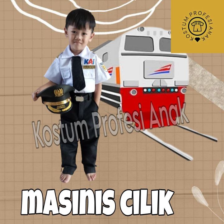 Kostum Profesi Anak Full Aksesoris Seragam Masinis Anak Masinis