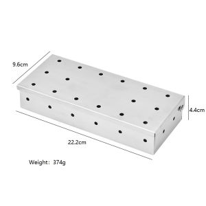 1PCS Outdoor BBQ Smoked Box BBQ Tools BBQ Smoked Meat Fruit Wooden Box Stainless Steel Smoked Box
