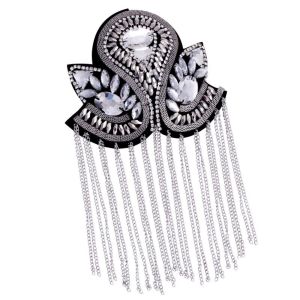 SAVIA Rhinestone Shoulder Board Epaulets Brooch Theatre Armband Jewelry Breastpin Fringe Shoulder Mark Suit