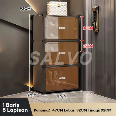 SALVO Rak Sepatu Simple Anti Lembap Lemari Sepatu Tebal Tertutup Portable Cocok Untuk Pintu Masuk