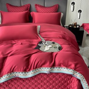 Bộ Chăn ga gối tencel Hlhome viền dệt thổ cẩm
