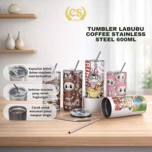 Tumbler Labubu Coffee Stainless Steel / 600ml Botol Minum Stainless Steel / Tumbler Coffee Cup /Gelas Stainless Steel