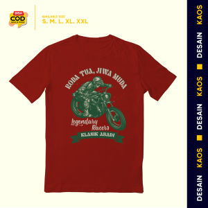 Kaos Distro Terbaru Kekinian Motif "Roda Tua Jiwa Muda" Kaos Motor Kaos Racing Pakaian Pria dan Wanita Nyaman