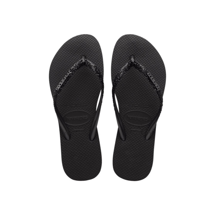 Havaianas Women's Slim Glitter II Flip Flops (Black/Dark Grey) | Lazada PH